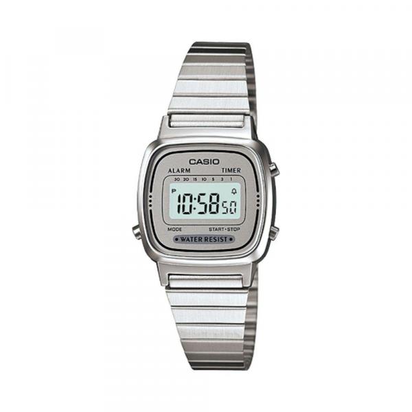 Relogio Vintage Casio Feminino Quadrado Prata Pequeno LA7DF