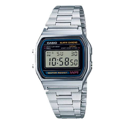 Relogio Vintage Digital A-168WA-1WDF a Prova D'Agua Prata - Casio