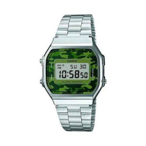 Relógio Vintage Unissex A168wec-3df Camuflado Prata - Casio