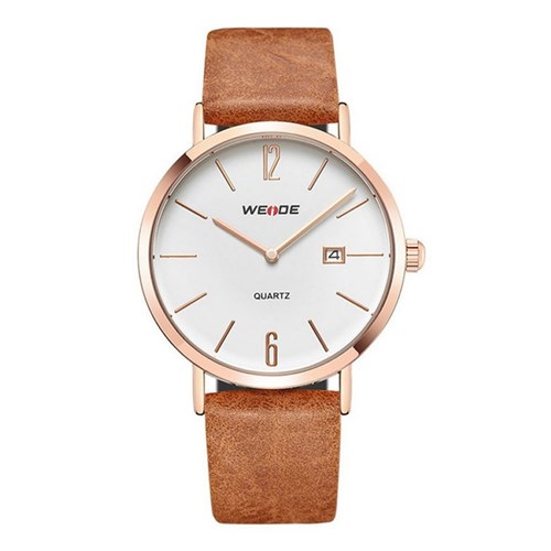 Relógio Weide Analógico WD007 Marrom e Cobre