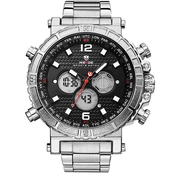 Relógio Weide Masculino Prata 11806 Digital 3 Atm Cristal Mineral Tamanho Extra Grande