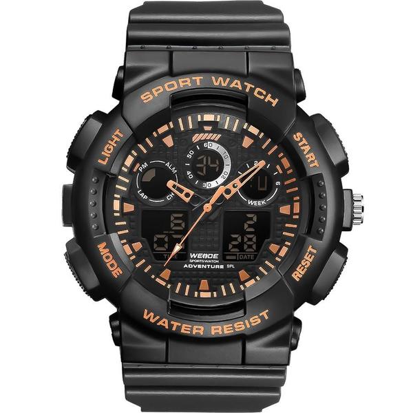 Relógio Weide Masculino Preto 11846 Anadigi 5 Atm Acrílico Tamanho Grande