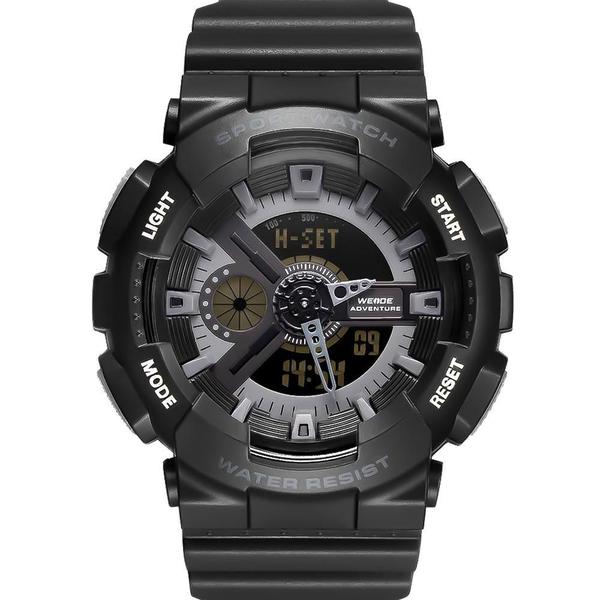 Relógio Weide Masculino Preto 11852 Anadigi 5 Atm Acrílico Tamanho Grande