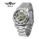 Relógio Winner,automático E A Corda,fundo prata, pulseira prata, Feminino,modelo H005M