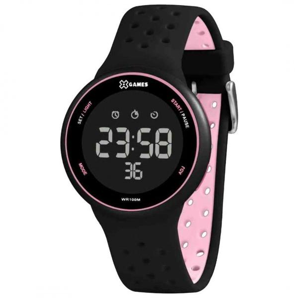 Relógio X Games Feminino Xfppd096 Pxpx Digital Silicone Preto e Rosa - X-Games