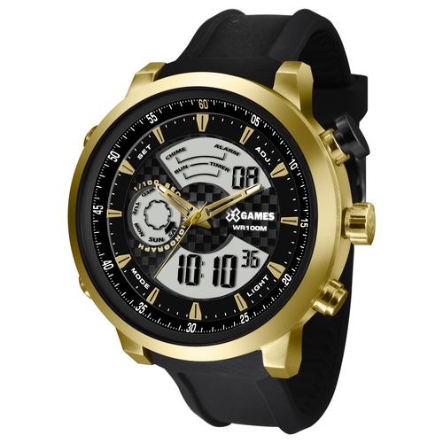 Relógio X-games Masculino Anadigi Xmspa018 P2px Dourado Aço