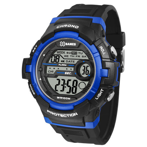 Relógio X-games Masculino Digital Preto e Azul Xmppd513bxpx