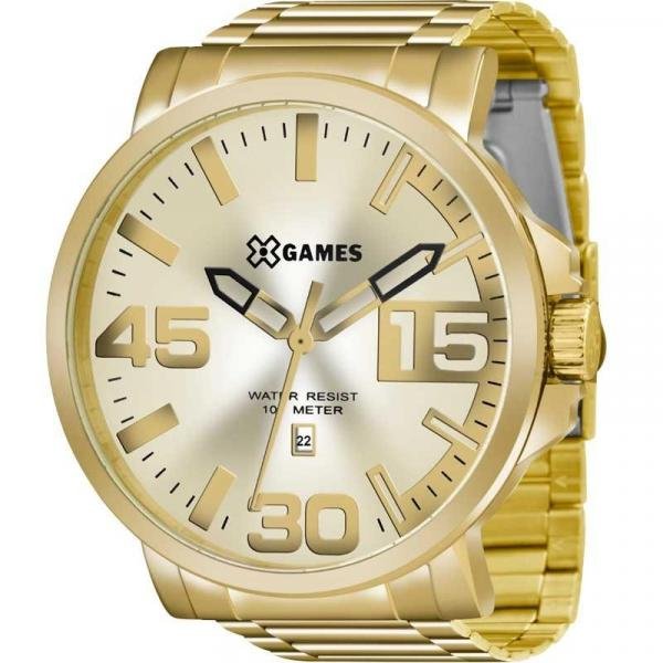 Relógio X-Games Masculino Dourado XMGS1018C2KX Analógico 10 Atm Cristal Mineral Tamanho Grande