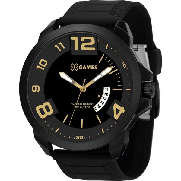 Relógio X-Games Masculino Preto XMNP1002P2PX Analógico 10 Atm Cristal Mineral Tamanho Grande