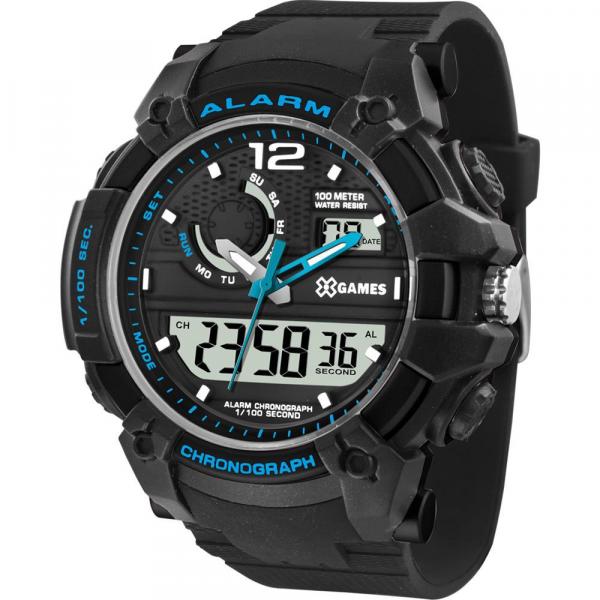 Relógio X-Games Masculino Preto XMPPA268BXPX Anadigi 10 Atm Acrílico Tamanho Grande