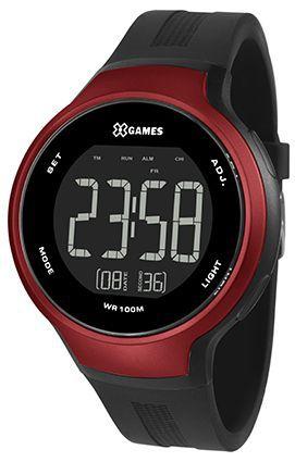 Relogio XGames Masculino Digital Preto e vermelho esportivo grande XMPPD552 PXPX