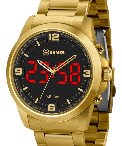 Relogio XGames Masculino Dourado Anadigi LED XMGSA007 P2KX - X-games