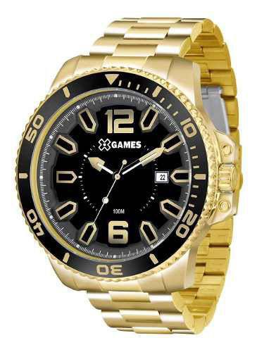 Relogio Xgames Masculino Dourado Big Case Xmgs1019 P2kx - X-games