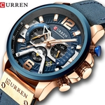 Relógios curren de pulso esportivo masculino, relógio azul casual marca de luxo couro