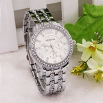 Relógios de luxo das mulheres Rhinestone Diamante da forma do aço completa Ladies Watch