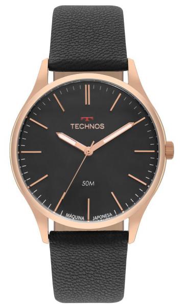 Relogios Masculino Technos Couro Preto 2035MQG2P