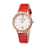 Relógios moda Luxo Feminino Fino PU Strap Rodada Dial Quartz Relógios 5201