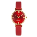 Relógios moda Luxo Feminino Fino PU Strap Rodada Dial Quartz Relógios-3621