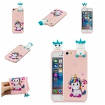 Hun Infantil Para iPhone 5 / 5S / SE 3D dos desenhos animados Adorável Colorido pintado macio TPU tampa traseira antiderrapante à prova de choque capa protetora completa