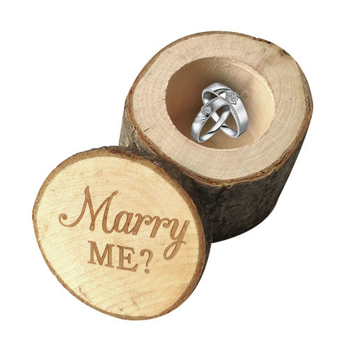 Retro Chic Box anel de casamento de madeira CASAR COMIGO? Gift Box Titular Anel da jóia (Withour Ring)