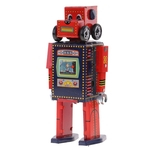 Retro Vento Até Relógio Mecânico Andando Estanho Busca & Resgate Robô Brinquedo