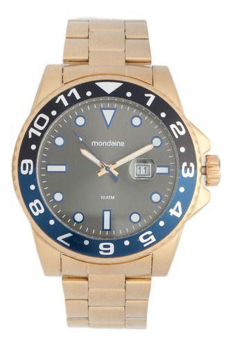 Robusto Relógio Masculino Dourado Mondaine 94785gpmvda3 Novo