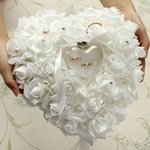 Rose Heart Shaped Design Ring Box Pillow Almofada Ring Case Holder para suprimentos de casamento
