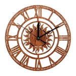 Amyove Lovely gift Rústico criativa de madeira numerais romanos Relógio de parede Silencioso não-Ticking Forma Sun oca relógio de parede para cozinha Office Home Decoração