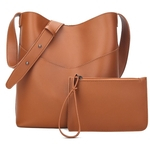 S¨®lidos Couro Cor Bucket Bag Ombro Moda Mulheres do saco Messenger Bag