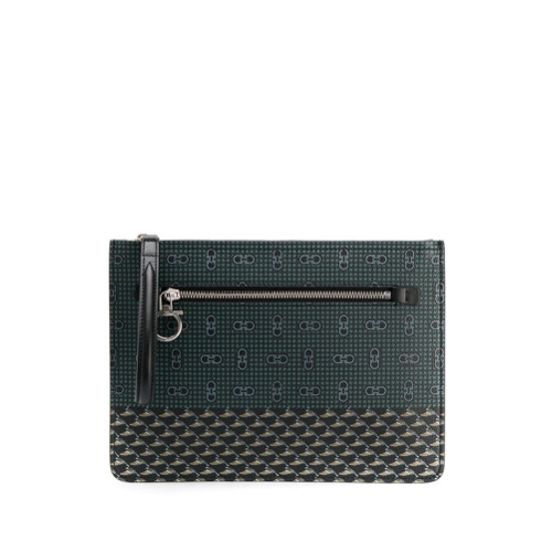 Salvatore Ferragamo Gancini Print Clutch - Preto