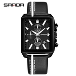 SANDA Sports Men's Watch Chronograph Leather Strap Quartz Military Table Male