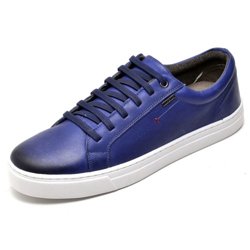 Sapatenis Masculino de Couro Conforto Azul