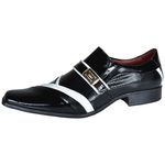 Sapato Social Gofer 0751 Verniz Preto / Branco