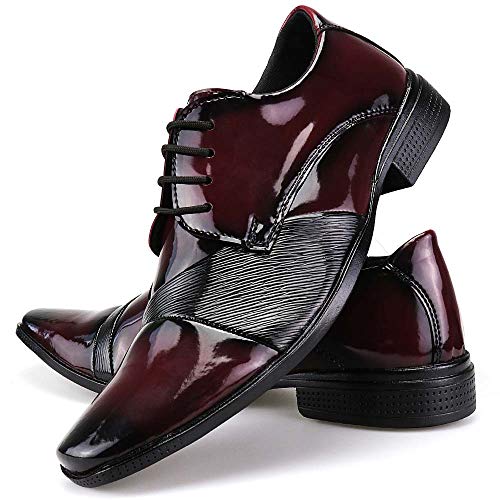 Sapato Social Neway Masculino Vermelho Preto