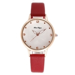 Senhora da forma relógio de quartzo simples da flor mostrador analógico PU Leather Strap relógio de pulso