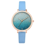 Shimmer Round Dial No Number Analógico Faux Leather Band Women Quartz Relógio De Pulso