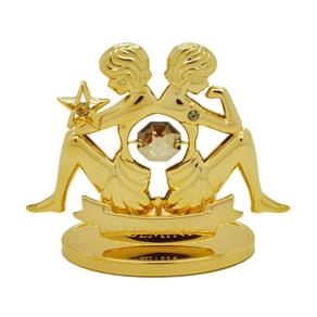 Signo Gêmeos Ouro 24k Cristais Swarovski Zodíaco Astrologia