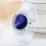 Silicone Ultra-fino Personalidade Transparente Strap Moda Starry Sky Padrão Assista Relógio de pulso