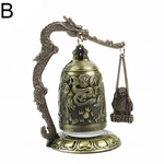 Sino De Metal Esculpido Dragão Relógio Budista Boa Sorte Feng Shui Ornamento Decoração