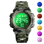 SKMEI Kid Digital Sports Watch LED colorido Data Semana EL Luz Alarme Waterproof Camouflage Relógio de pulso