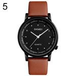 SKMEI Men Fashion Arabic Numbers Round Dial Faux Leather Band Quartz Relógio De Pulso