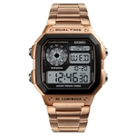 SKMEI Men Square Digital Assista Data Semana Cronômetro EL Luz Alarme Waterproof Sports relógio de pulso