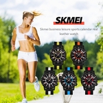 Skmei Neg¨®cios Casual Sports Calend¨¢rio Real Leather Assista Moda Dial