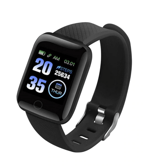 Smart Watch B12 Quadrado Medidor Cardíaco Pressão Arterial Pedômetro (Preto)