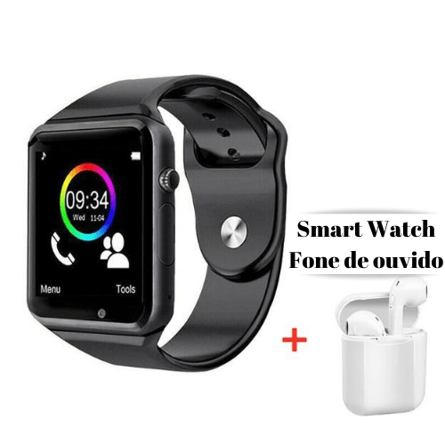 Smart Watch Plus Max + Fone de Ouvido Sem Fio / Smartwatch Azul + Fone Branco / com Caixa de Embalagem