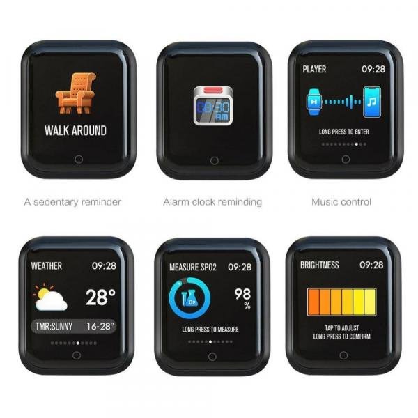 Smart Watch Relógio Inteligente Sports Fitness Tracker P70 Preto