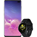 Smartphone Samsung Galaxy S10+ - Preto + Smartwatch Samsung Galaxy Watch Active - Preto