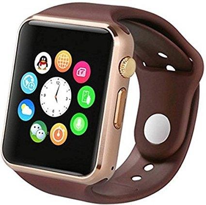 Smartwatch A1 Relógio Inteligente Bluetooth Gear Chip Android IOS Touch, Dourado/Marron - a Smart