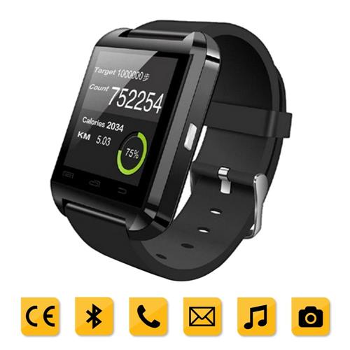 Smartwatch Bluetooth Compativel com Android Touch com Pedometro e Contador de Calorias U8 Preto - Mega Page