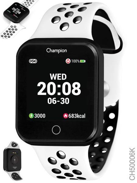 Smartwatch Champion Branco com Preto